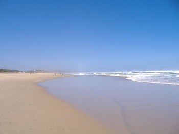 Scenic view of beach against clear sky