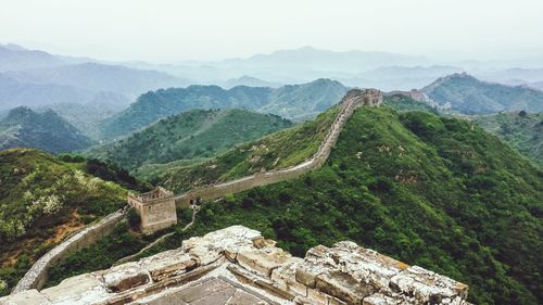 Low angle view of great wall of china