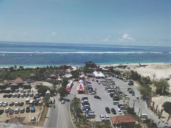 High angle view of sea against sky
