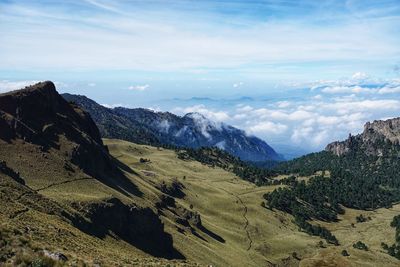 Scenic view of mountains against sky