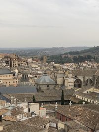 High angle view of townscape against sky