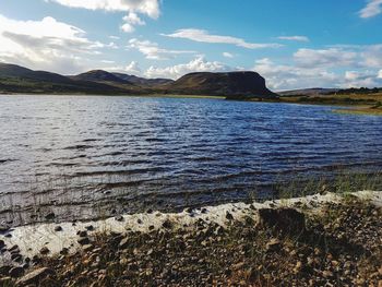 Scenic view of lake against sky