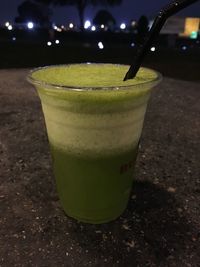 Close-up of green drink