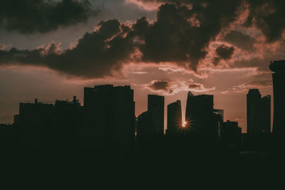 Silhouette buildings against sky during sunset