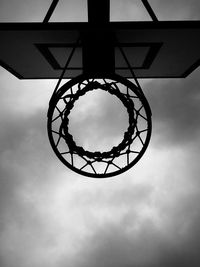 Low angle view of basketball hoop against sky