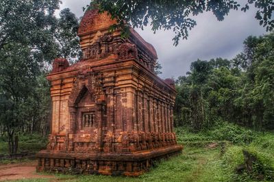 Low angle view of old temple