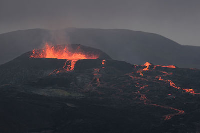 Amazing eruptions of fagradalsfjall volcano in iceland