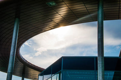 Low angle view of modern building against sky