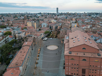 High angle view of buildings in city