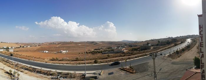 High angle view of city against sky