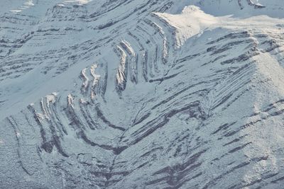 High angle view of snow covered land