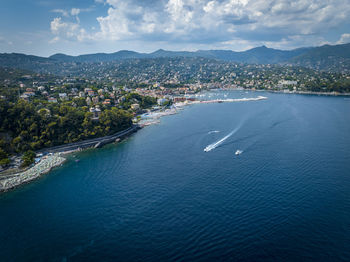 Italian shore from drone portofino