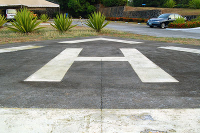 Zebra crossing on road in city