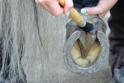 Close-up of man holding ice cream