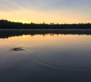 Scenic view of calm lake at sunset