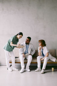 Multiracial medical colleagues discussing at hospital