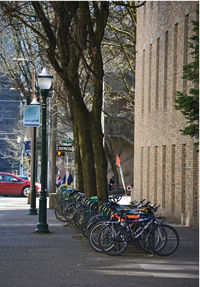 Cars parked in front of building