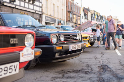 Vintage car on street in city