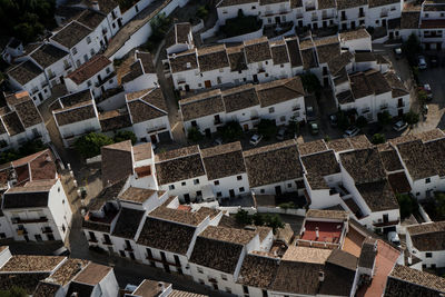 High angle view of buildings in city