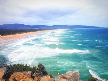 High angle view of sea against sky