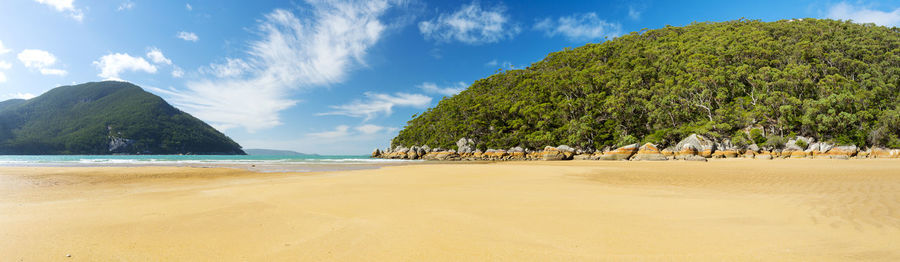 Panoramic view of beach against sky