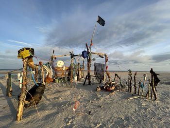 Scenic view of beach against sky