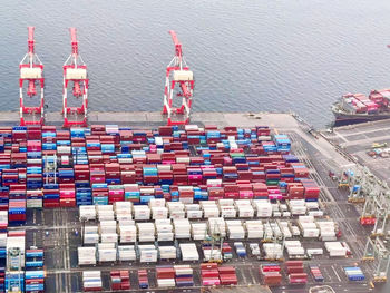 High angle view of shipping containers 