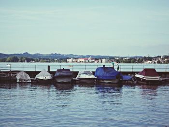 View of boats in sea