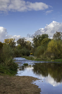 Scenic view of lake against sky