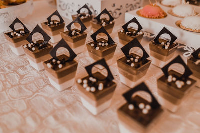 Close-up of dices on table