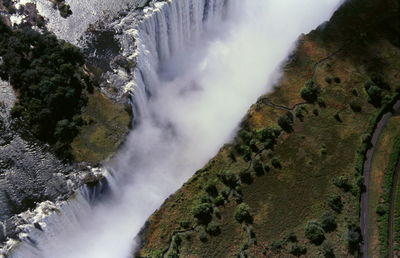 High angle view of waterfall