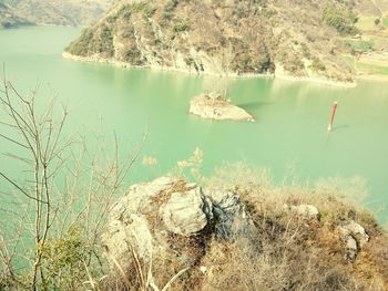 Scenic view of lake against sky