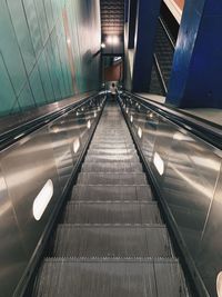 High angle view of escalator