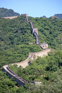 High angle view of castle on mountain