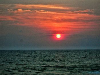 Scenic view of sea at sunset
