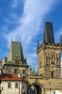 Charles bridge tower on the side of mala strana, prague, czech republic