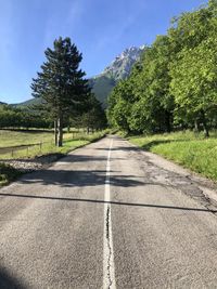 Road amidst trees against sky