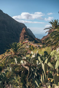 Scenic view of mountains against sky