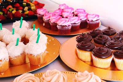 Close-up of cupcakes on cake