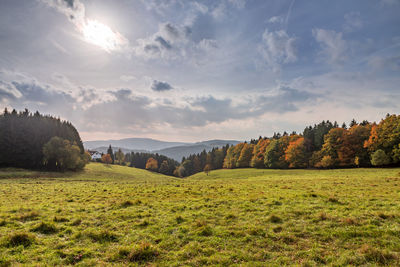 View of landscape against cloudy sky