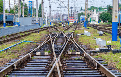 Railroad tracks in city