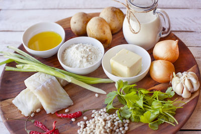 High angle view of food on table