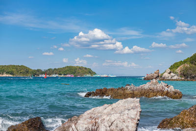 Beautiful seascape of island, rock in the sea on beautiful sunny day