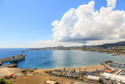 High angle view of sea against sky