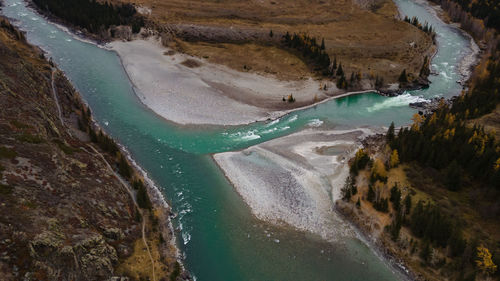 High angle view of river