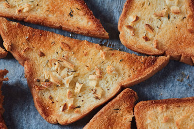High angle view of bread on table