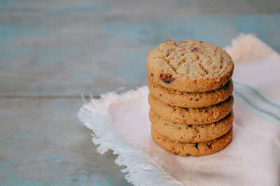 Close-up of cookies on table