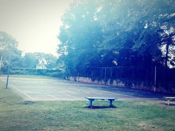 Empty bench in park