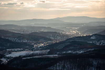 Scenic view of landscape against sky during sunset