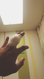 Close-up of hands at home